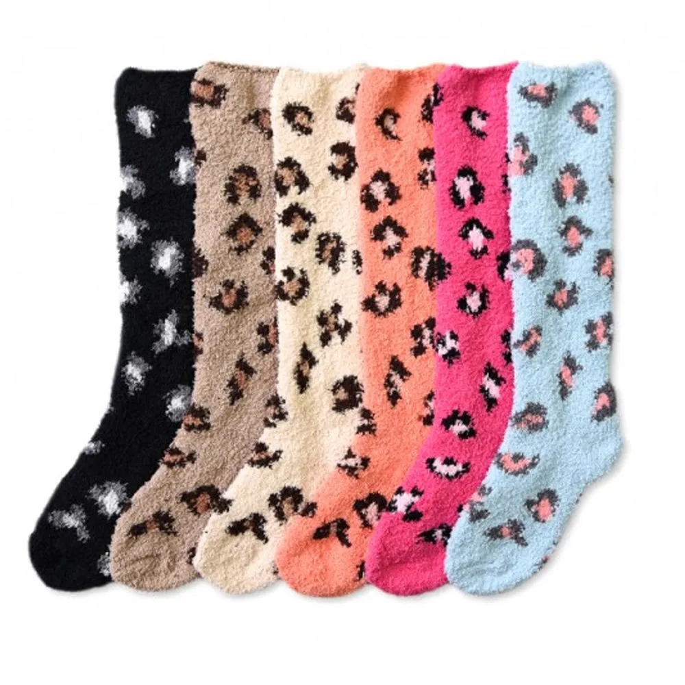 1 Women Plush Soft Fuzzy Knee High Socks Winter Warm 9-11 Slipper Girl Cozy Long