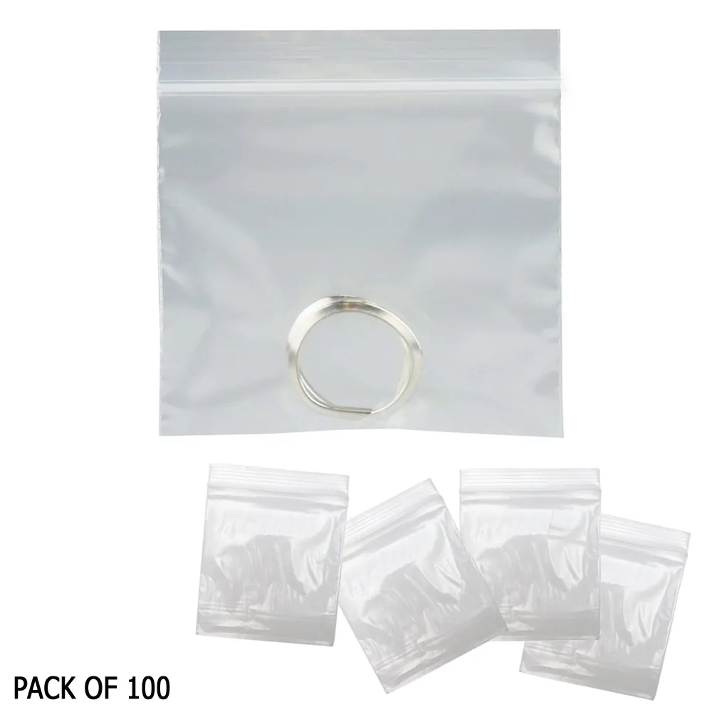 100 Set Reclosable Clear Plastic Poly Bags 3" x 3" Zip Seal 2mil Jewelry Baggies
