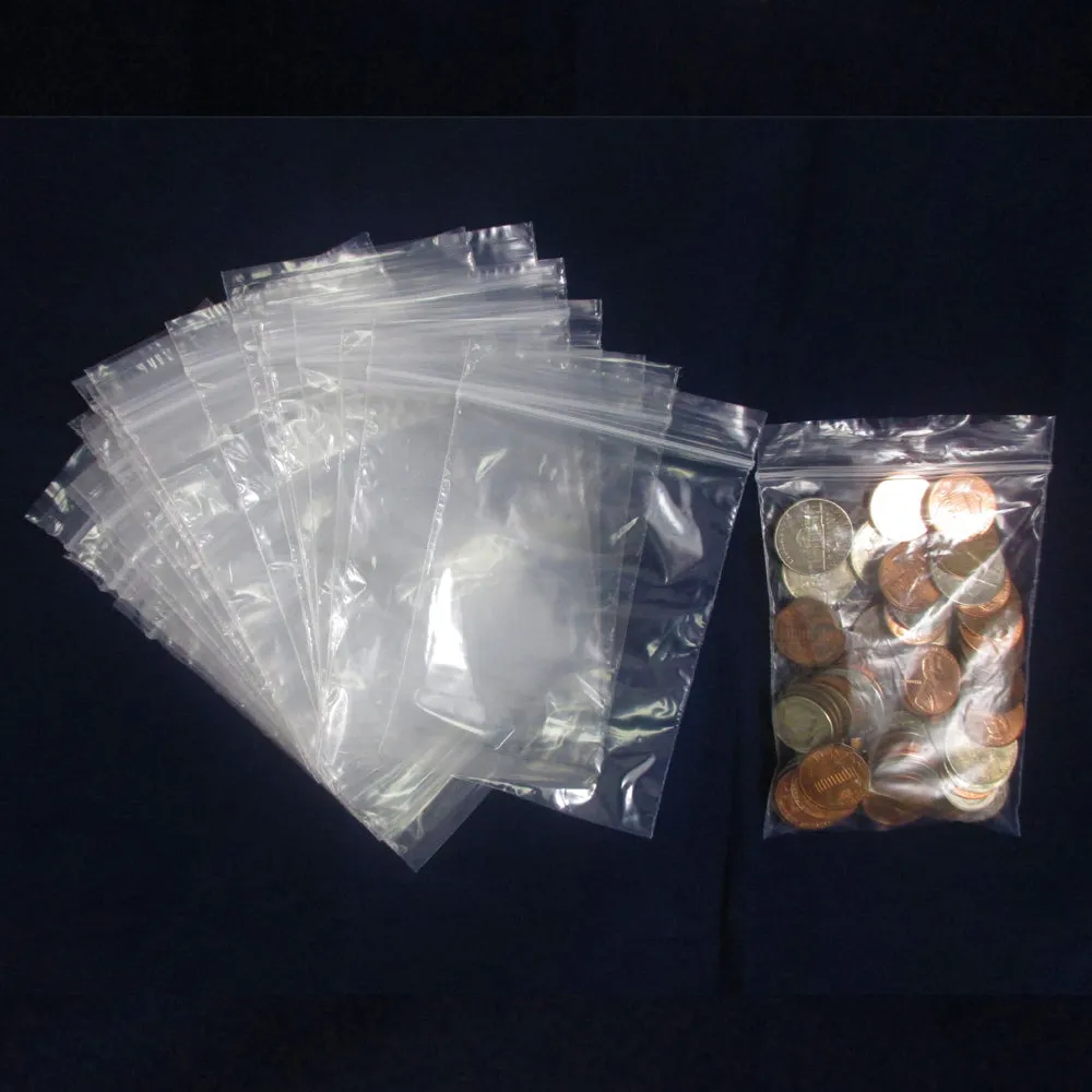 100 W 3" x 4" H Reclosable Clear Plastic Poly Bags Jewelry Bead Baggies