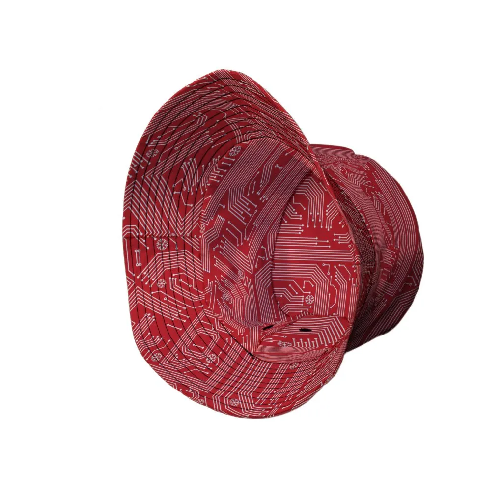 Christmas Red Computer Circuit Board Bucket Hat