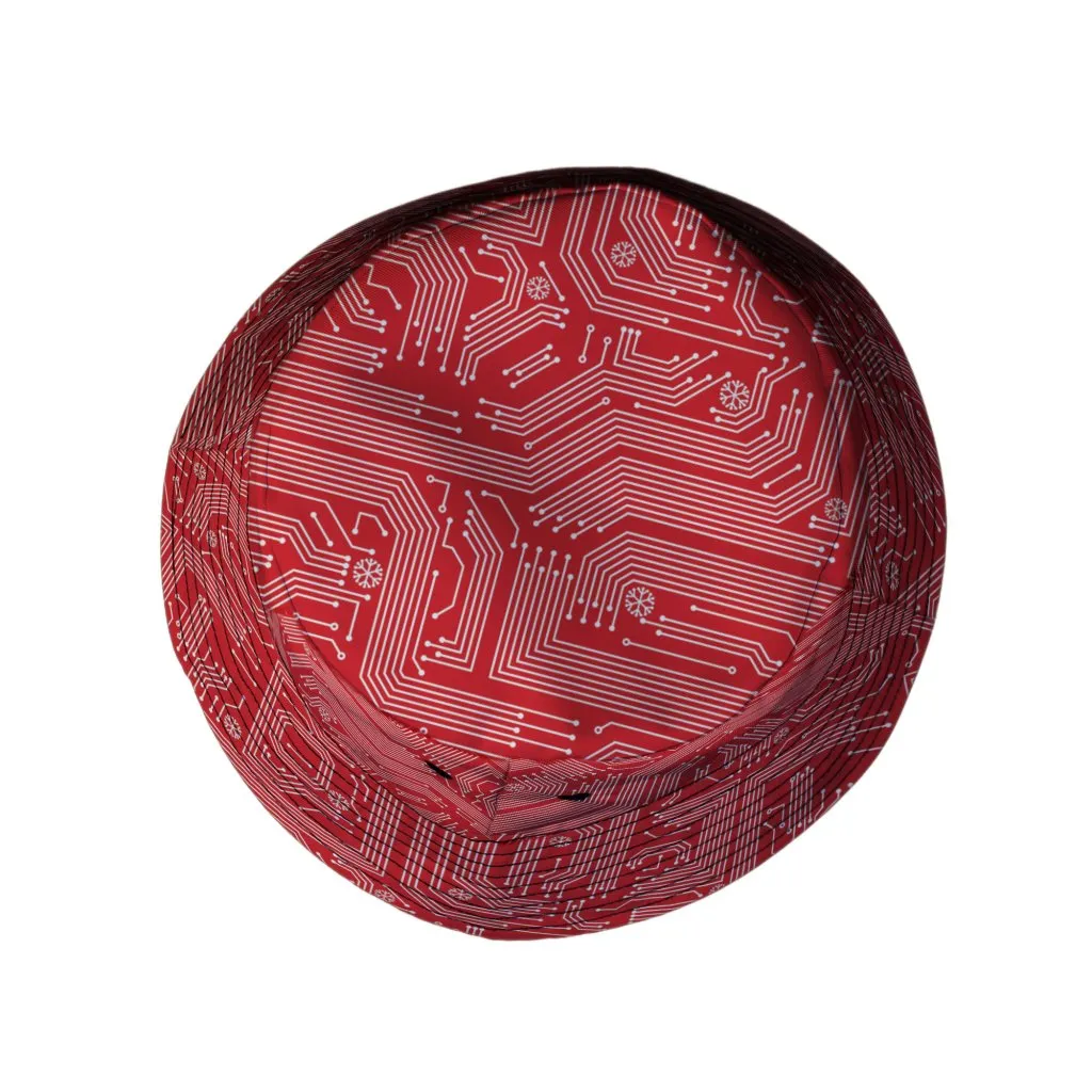Christmas Red Computer Circuit Board Bucket Hat