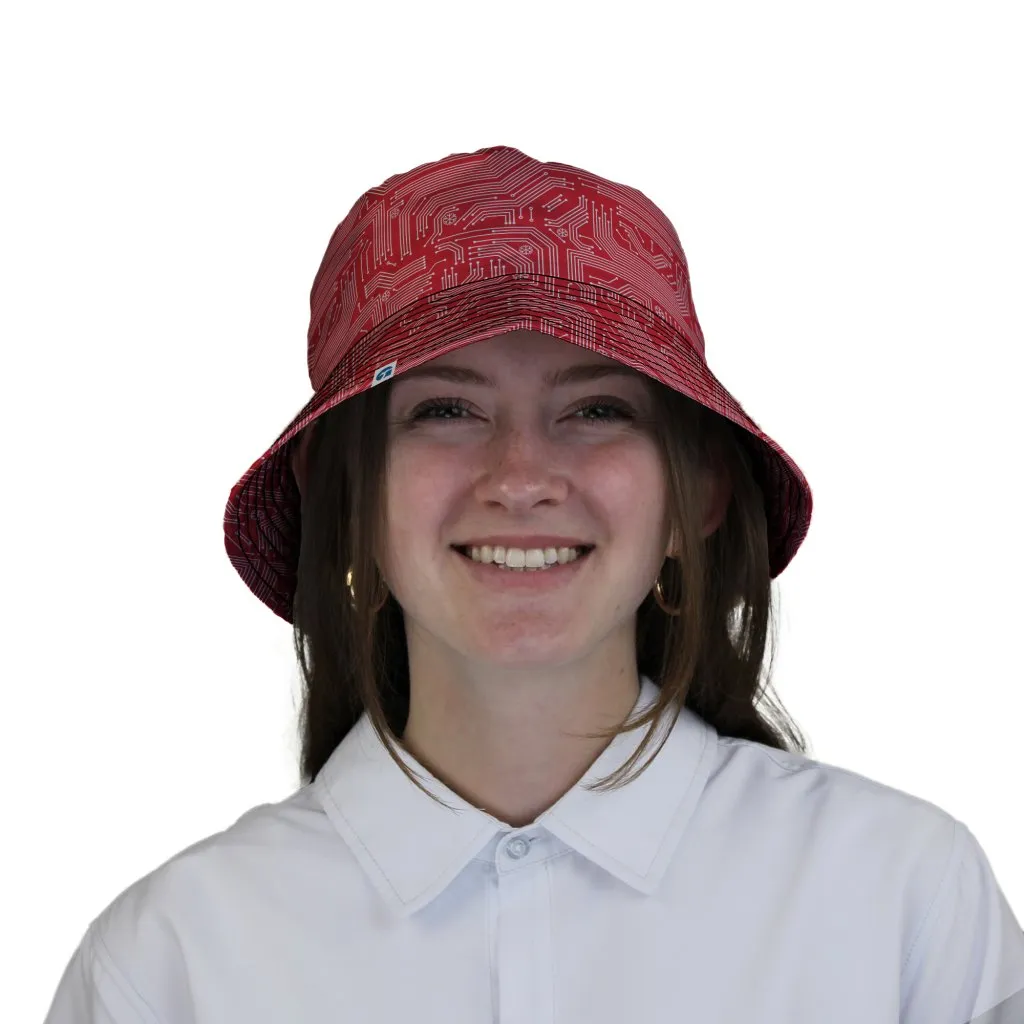 Christmas Red Computer Circuit Board Bucket Hat