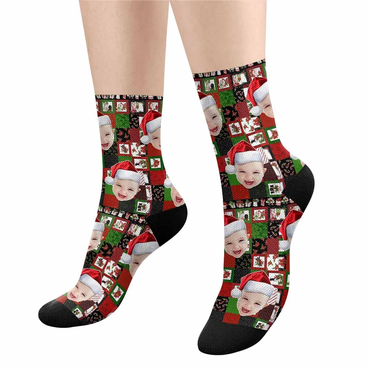 Custom Face Christmas Flower Socks