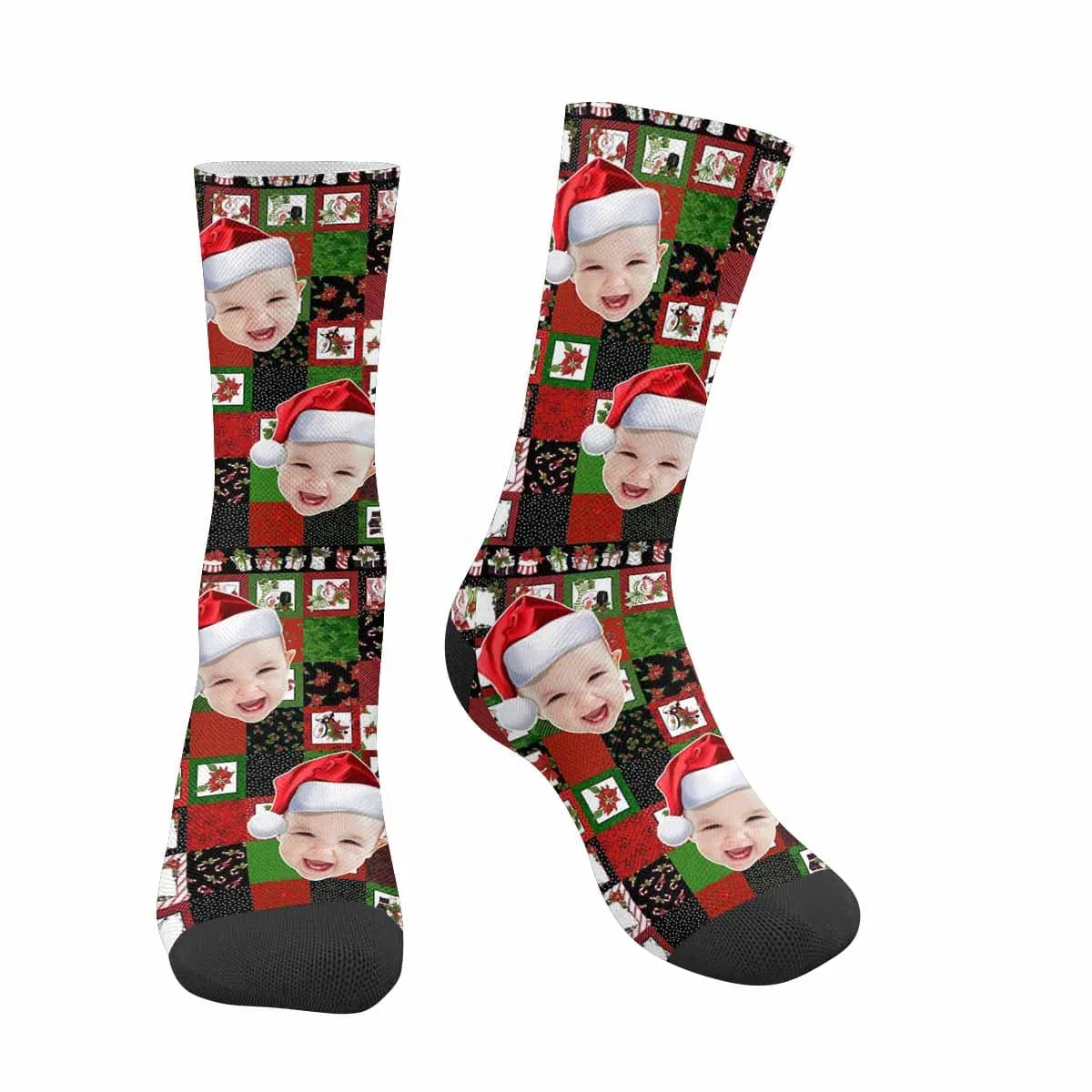 Custom Face Christmas Flower Socks