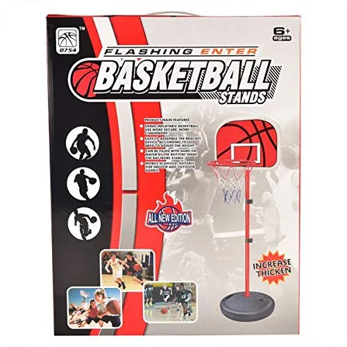 IRIS Basketball Stand, Free Stand Height Adjustable Backboard Hoop Kit with Pump Ball and Mounting Accessories Toy Set for Children Indoor Outdoor