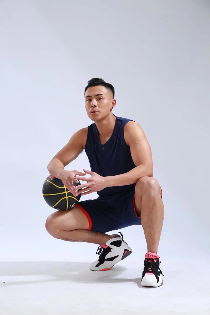 Men's Ladies Basketball Jerseys Uniforms Set blank breathable dry quick basketball shirts shorts Set