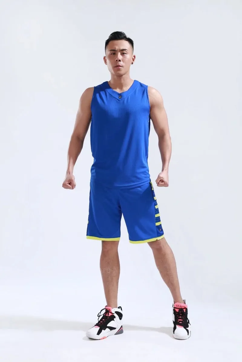 Men's Ladies Basketball Jerseys Uniforms Set blank breathable dry quick basketball shirts shorts Set