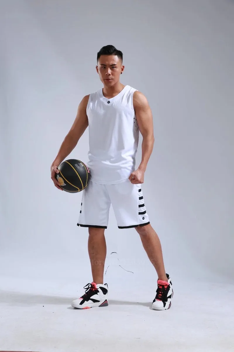 Men's Ladies Basketball Jerseys Uniforms Set blank breathable dry quick basketball shirts shorts Set