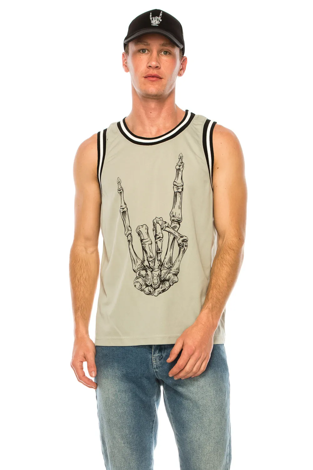 METAL FINGER GREY BASKETBALL JERSEY