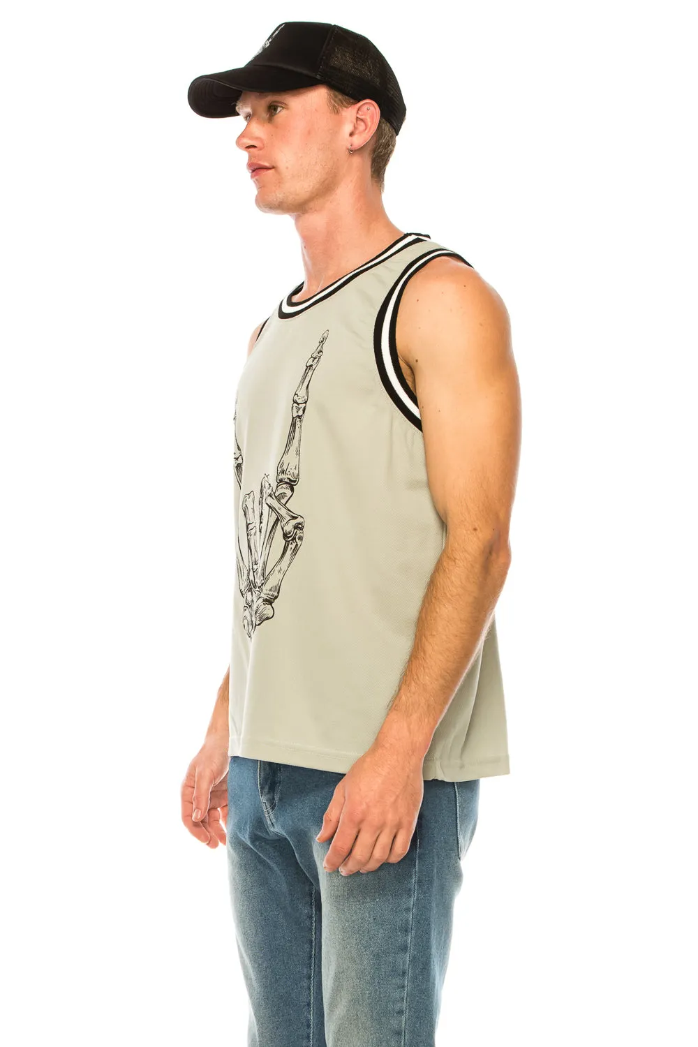 METAL FINGER GREY BASKETBALL JERSEY