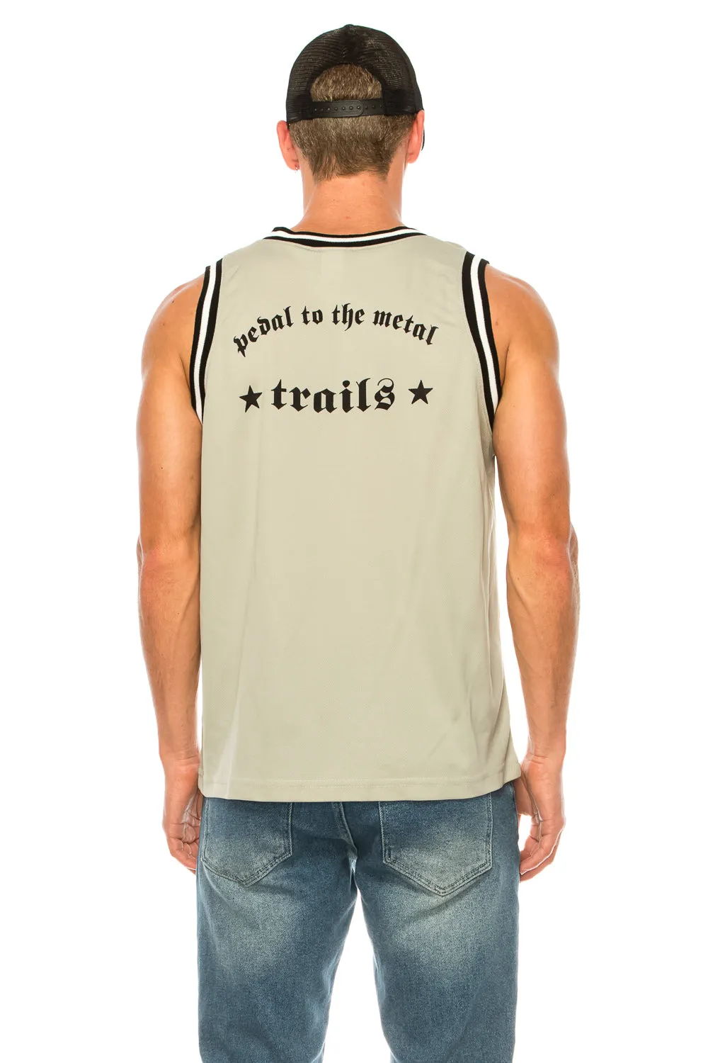 METAL FINGER GREY BASKETBALL JERSEY