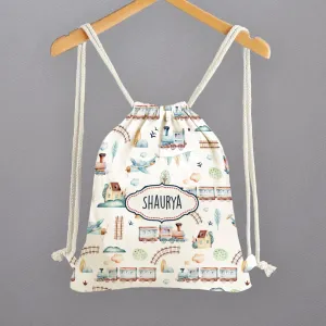 Personalised Drawstring Bags - Train