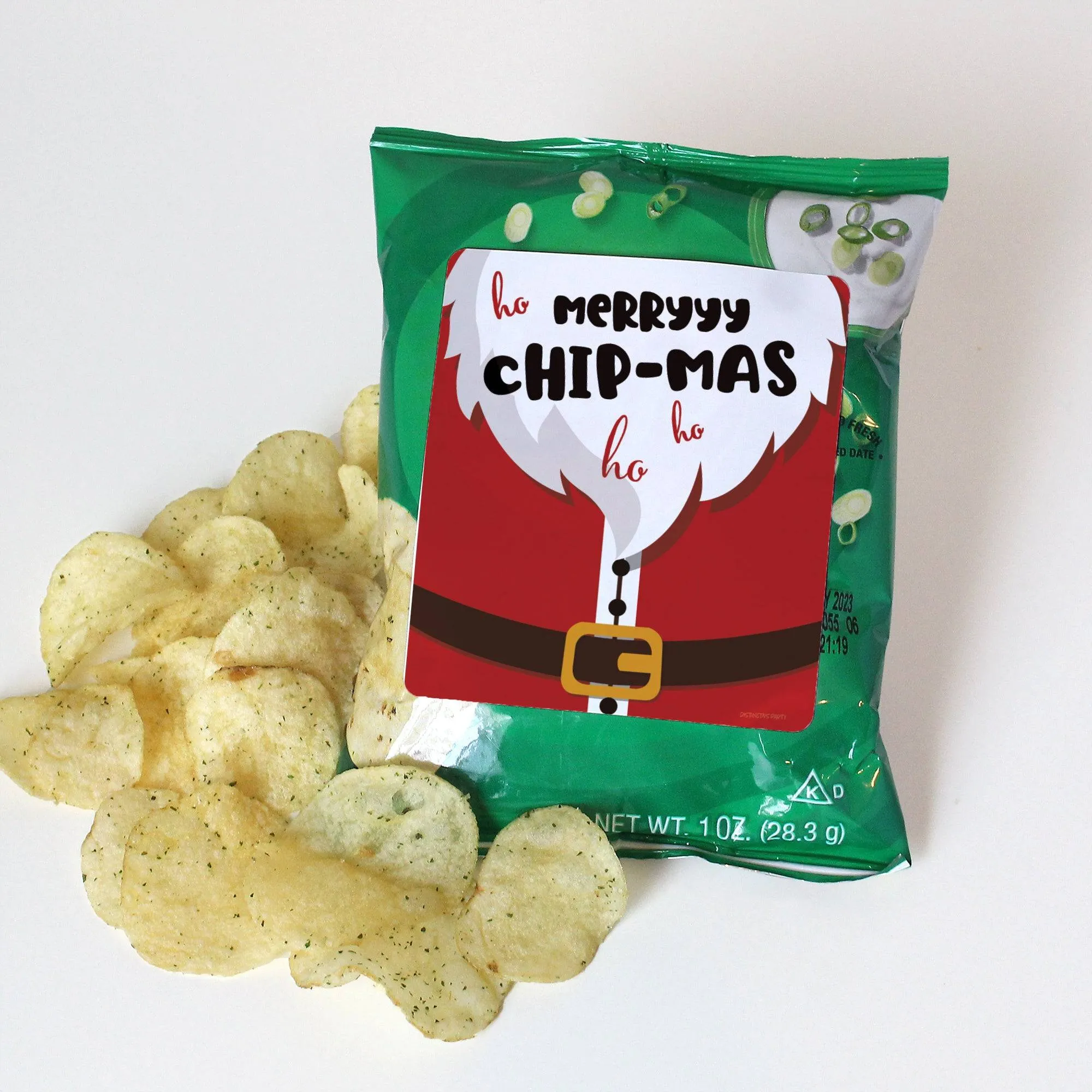 Santa "Merry Chip-mas" - Christmas Party - Chip Bag and Snack Bag Stickers - 32 Stickers