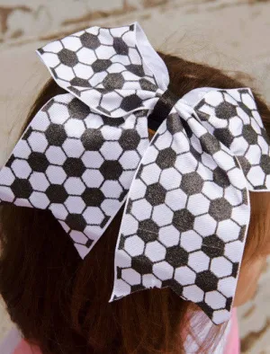 Soccer Cheer Bow with Ponytail Elastic