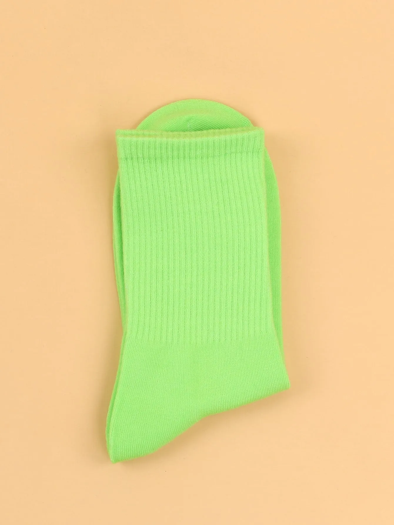 Solid Neon Green Crew Socks for Women Plain Socks Cozy Socks Fashion Socks