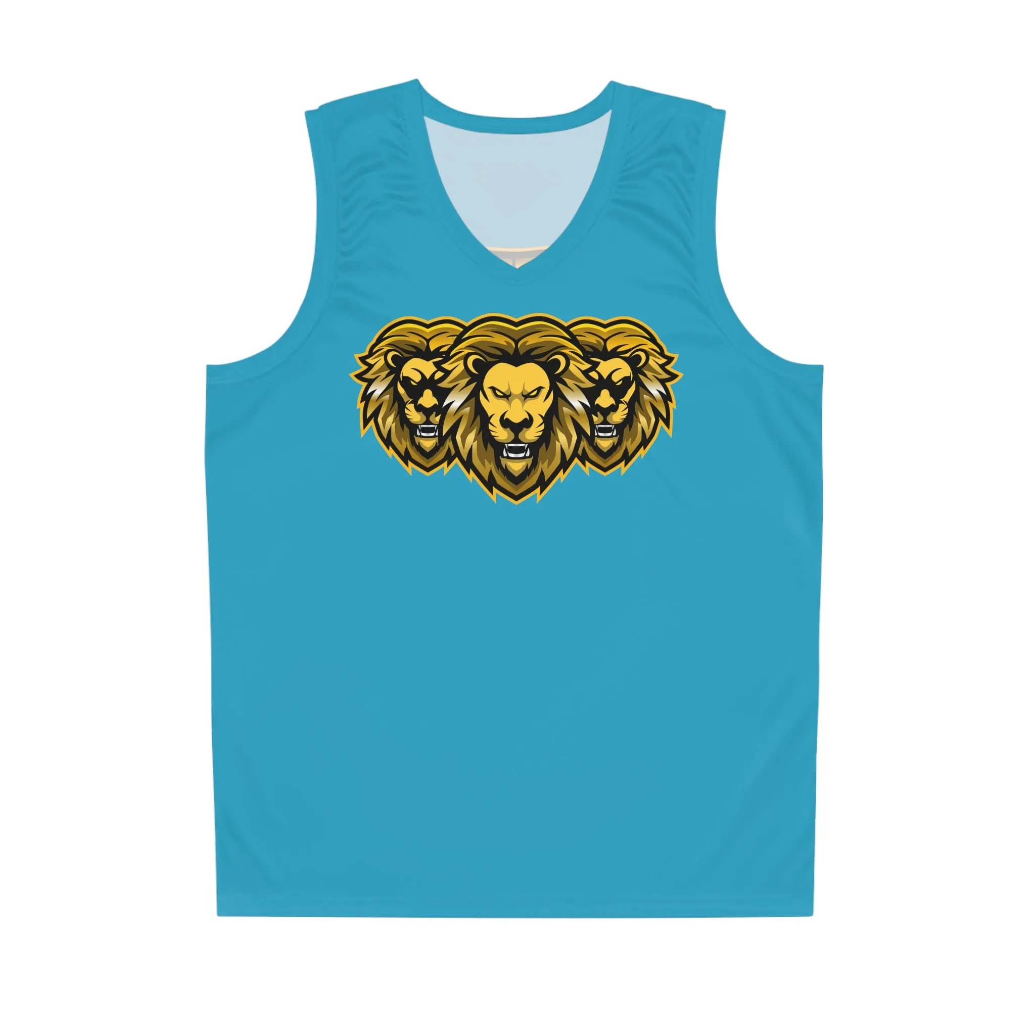 Torquoise "Sun Gold Lion" Basketball Jersey (AOP)